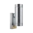 Nordlux Tin Vägglampa Metall och Glas Grå Up & Down | 76mm - IP54 - Passande för 2x GU10 - Rörelse- och Ljussensor
